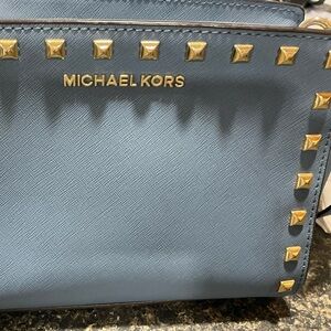Michael Kors Gray Handbag with Gold Studs